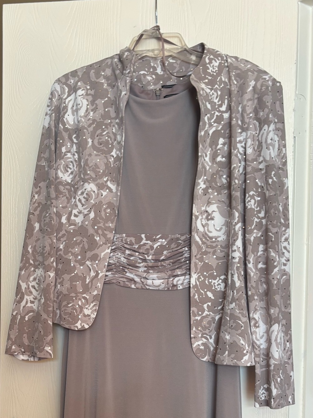 Jessica Howard Soft Taupe Maxi Evening Dress